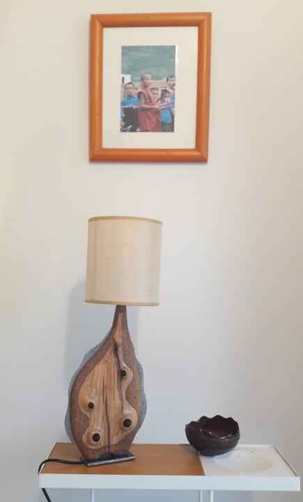 Olive wood sculpted lamp 150523 雕塑, 12.2x7.5 in