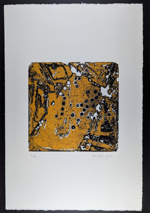 Eau-forte 11, Noir-Terre de Sienne Printmaking, 22.1x15 in