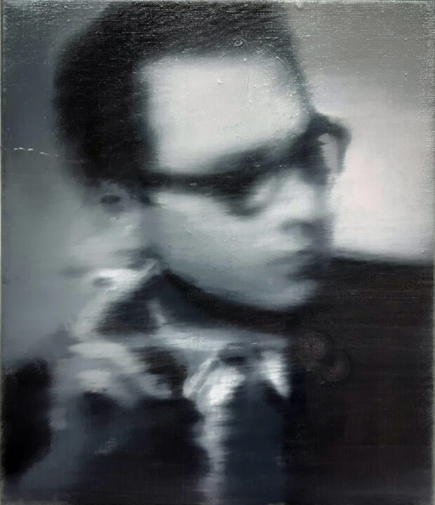 Ζωγραφική με τίτλο "Smoking man" από Erwin Van Kreij, Αυθεντικά έργα τέχνης, Λάδι Τοποθετήθηκε στο Ξύλινο φορείο σκελετό