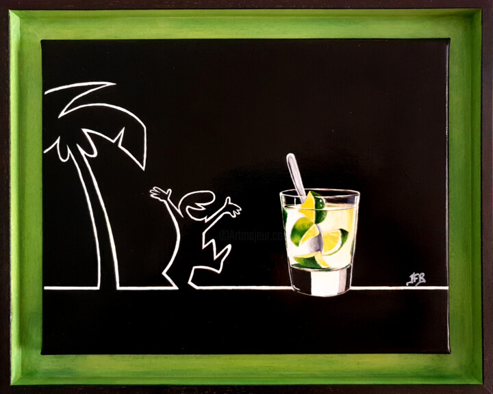 La linea, vacances en Guadeloupe 绘画, 10.6x13.8 in