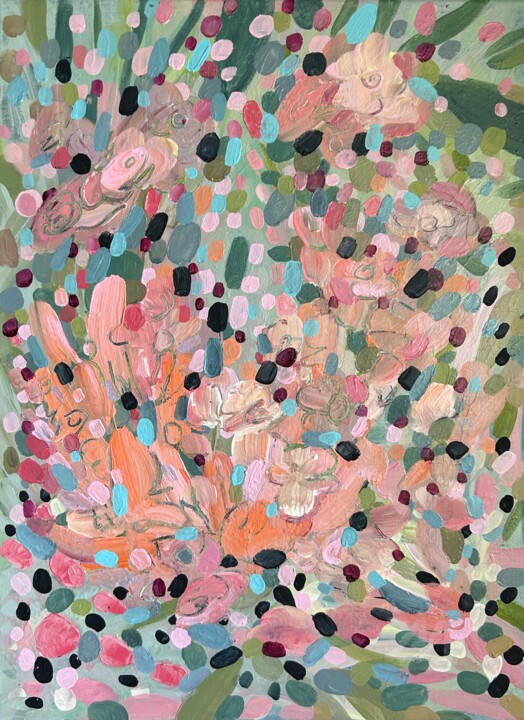 Large abstract flowered painting 绘画, 27.6x19.7 in
