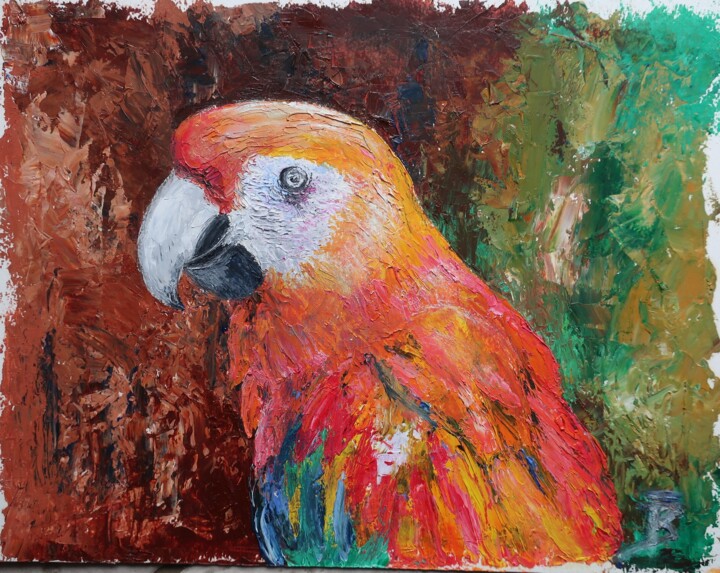 Le Peroquet Rouge 绘画, 12.6x16.1 in