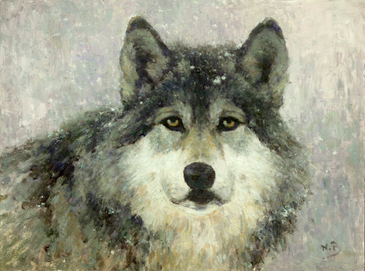 Painting titled "Early Winter" by Nikolo Balkanski, Original Artwork, Oil Mounted on Wood Panel