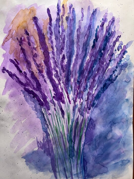 Painting titled "Лаванда" by Irinas_art_touch, Original Artwork, Watercolor