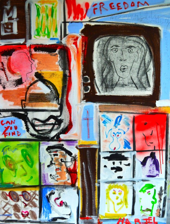 Painting titled "Blocking Noise (a.k…" by Paul Hartel, Original Artwork, Acrylic Mounted on Wood Stretcher frame