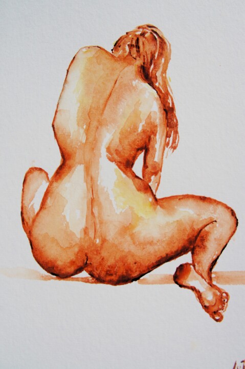 Nu assis de dos 绘画, 11.6x7.7 in