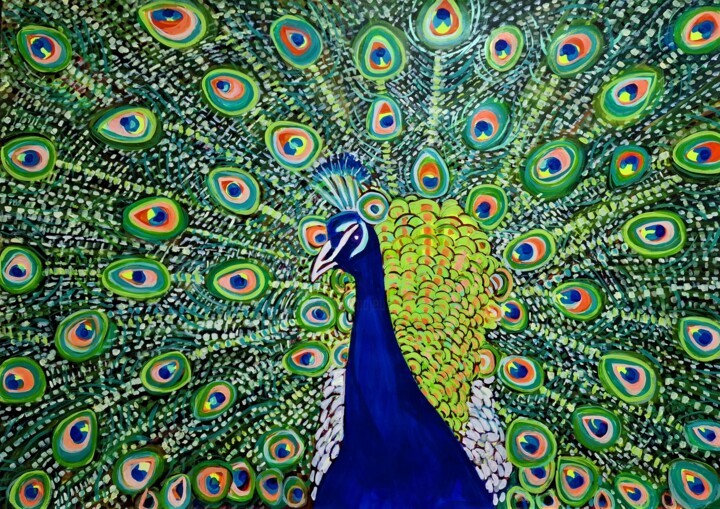 Peacock 绘画, 27.6x39.4 in