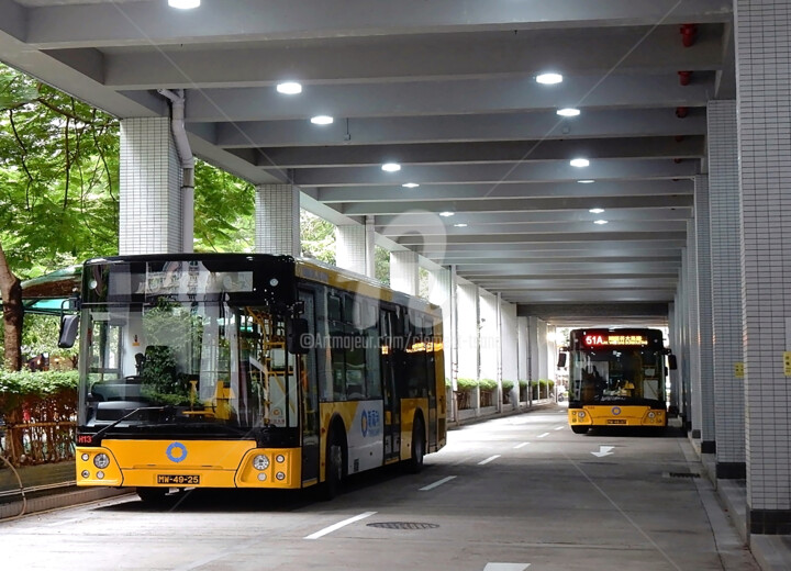 Macau - Yellow City Bus Parking 摄影
