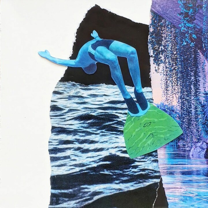Collages intitulée "Loop" par Julie Verhague, Œuvre d'art originale, Collages Monté sur Verre