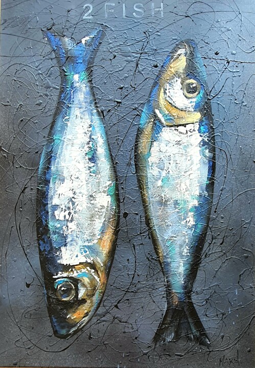 2 fish 绘画, 39.4x27.6 in