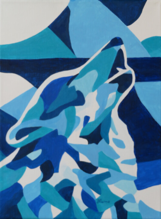 Howling Blue 绘画, 11.8x7.9 in