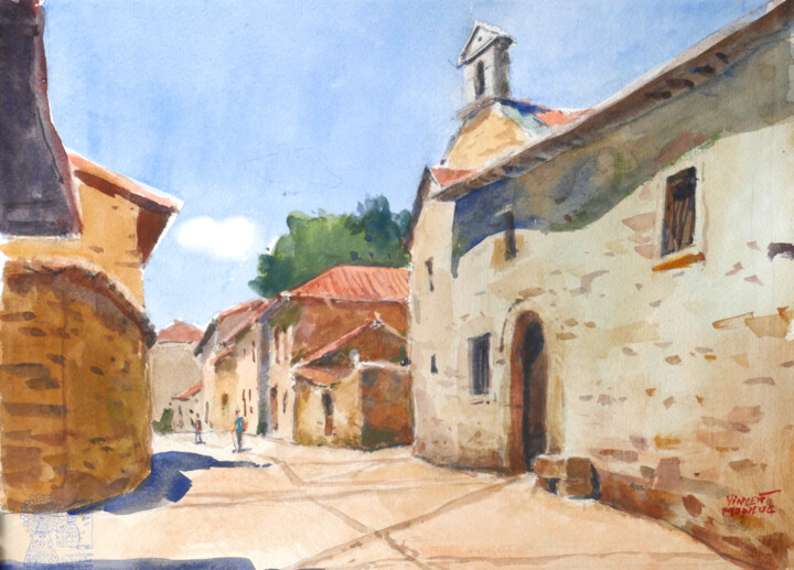 Painting titled "Camino Frances Raba…" by Vincent Monluc, Original Artwork, Watercolor