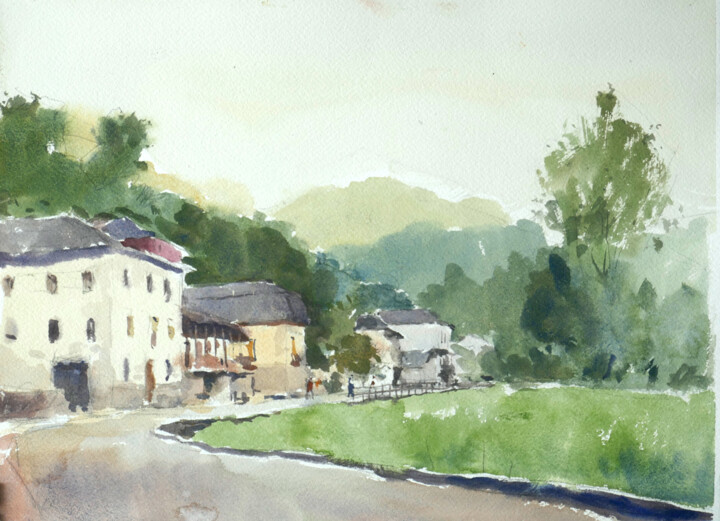Painting titled "Las Herrerias , Cam…" by Vincent Monluc, Original Artwork, Watercolor