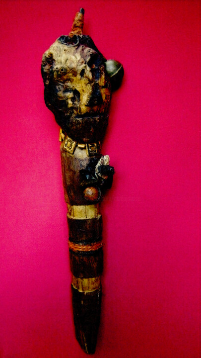 Sculptuur getiteld "voodoo # 19" door Cambrousse, Origineel Kunstwerk, Hout