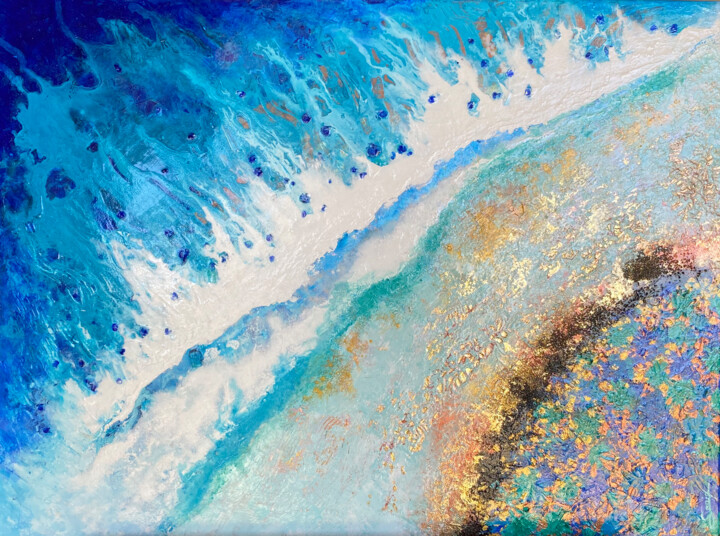 Painting titled "Chatoiement" by Sonia Di Maccio, Original Artwork, Acrylic Mounted on Wood Stretcher frame