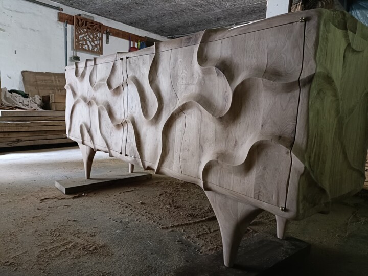 Enfilade en chêne sculpté Design, 33.5x78.7 in