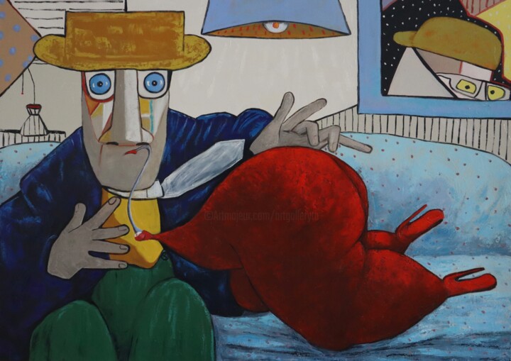Sax Duo 绘画, 39.4x55.1 in