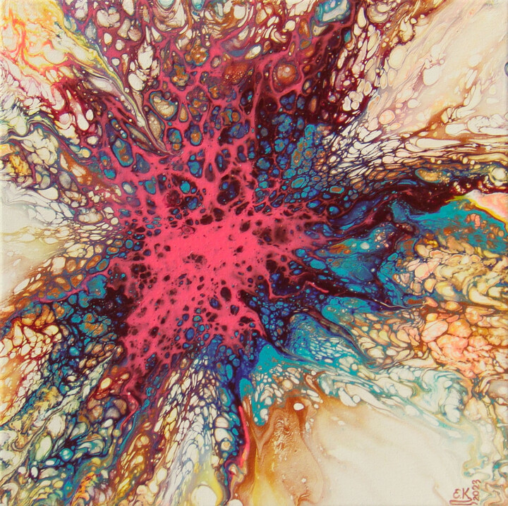 Painting titled "Morning Awakening" by Irini Karpikioti, Original Artwork, Acrylic Mounted on Wood Stretcher frame