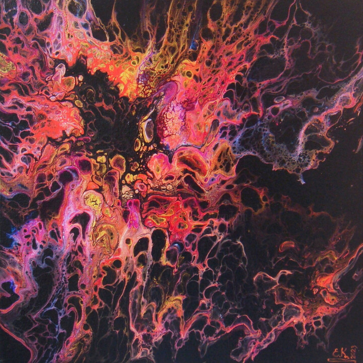 Painting titled "Night Dreaming" by Irini Karpikioti, Original Artwork, Acrylic Mounted on Wood Stretcher frame