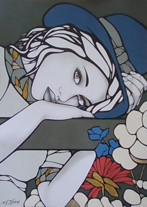 Drawing titled "ALIX" by Sophie Dumont (heavenly), Original Artwork, Acrylic