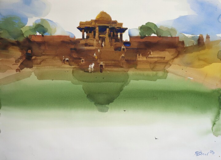 Light, reflections, devotion of the Sun God 绘画, 22x30 in