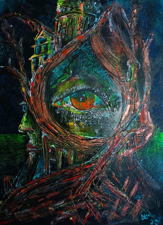 Métamorphoses de conscience intégrées à l'Arbre de Vie 绘画, 31.5x23.6 in