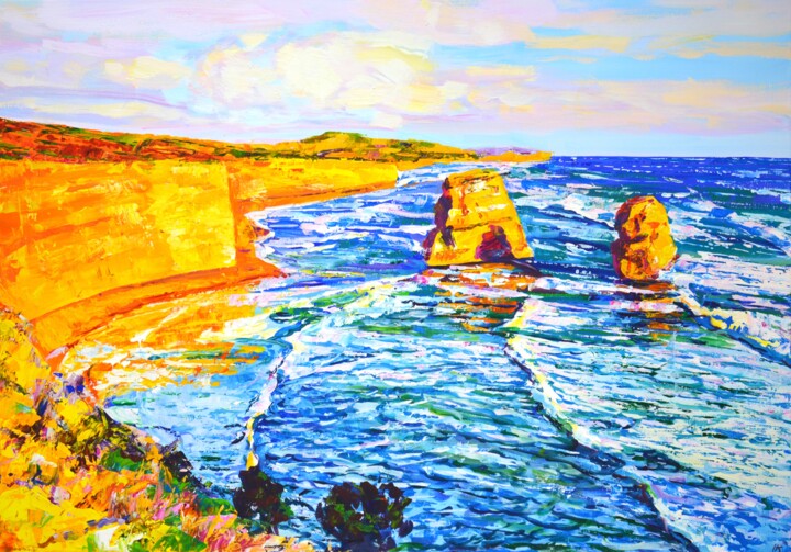 绘画 标题为“Australia. Beach. O…” 由Iryna Kastsova, 原创艺术品, 丙烯 安装在木质担架架上