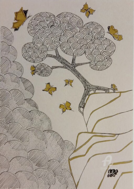 Butterflies in the clouds 图画, 11.6x8.3 in