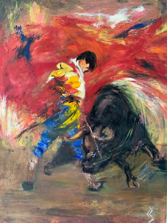 bullfight 绘画, 31.5x23.6 in