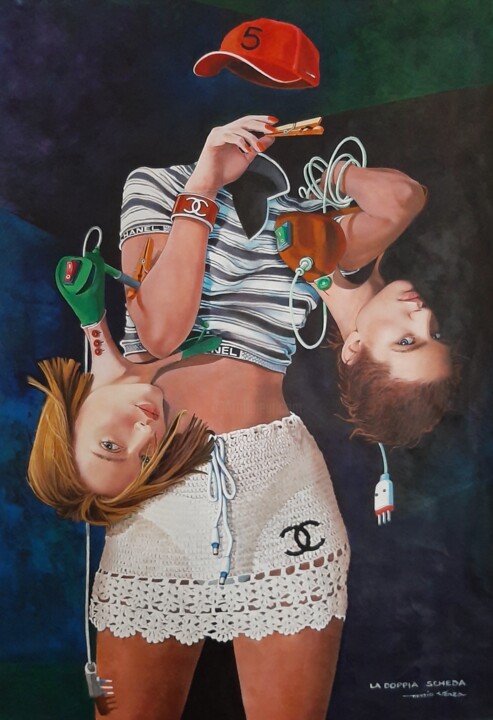 Painting titled "La doppia scheda" by Mario Venza, Original Artwork, Acrylic