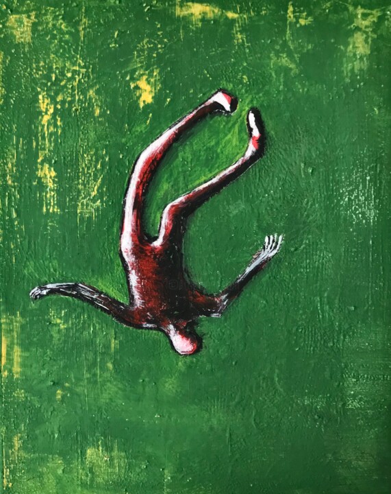 Peinture intitulée "In green abstraction" par Vaxo Lang, Œuvre d'art originale, Acrylique
