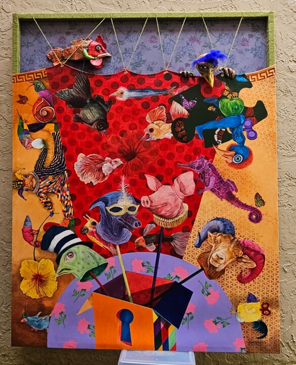 Puppets, Toys and clown Tablo, 96x70 in