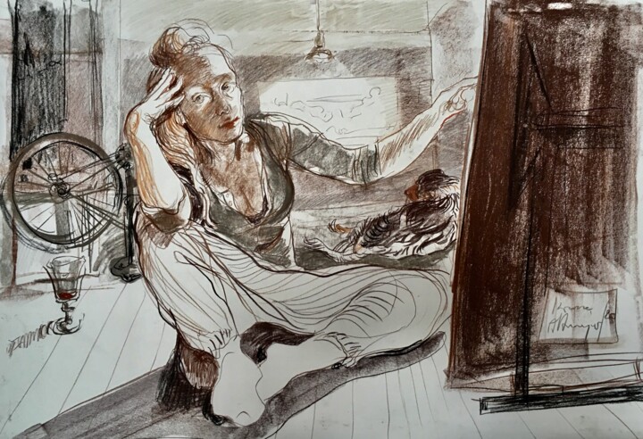 selfportrait 图画, 27.6x39.4 in
