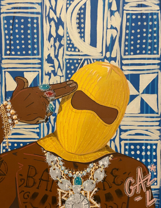 AFRICAN DRIP - BAMILEKE - CEL04 绘画, 19.7x15.8 in