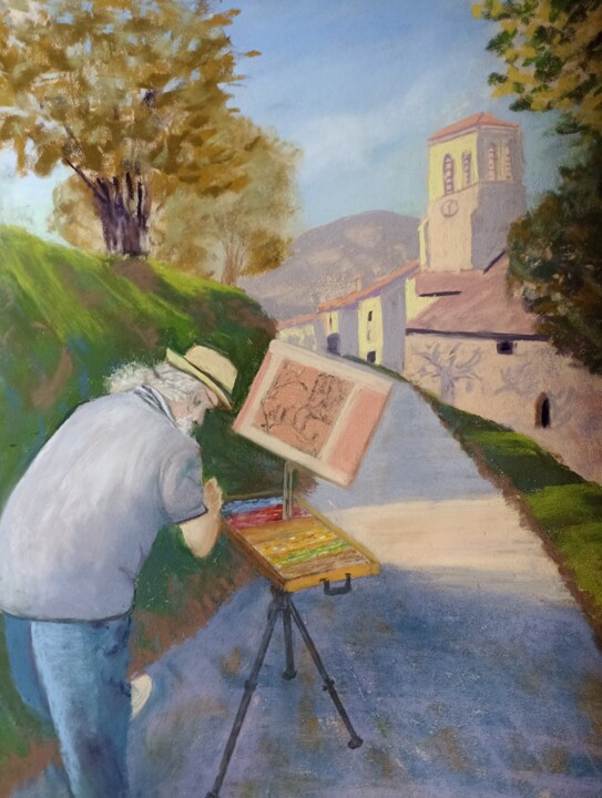 Hommage aux peintres de plein air. 绘画, 15.8x11.8 in