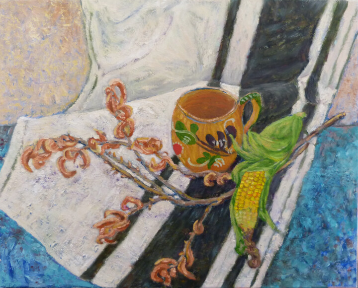 Martwa natura z kukurydzą (noir sur blanc) 绘画, 15.8x19.7 in