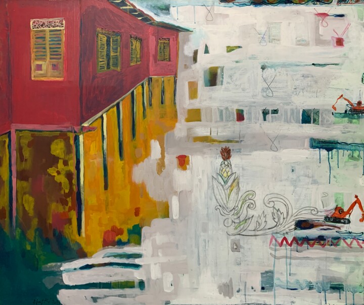 Great Traditional House #2 绘画, 43.3x51.2 in