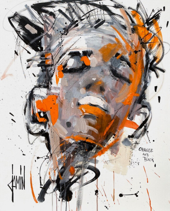 Orange and black 绘画, 36.2x28.7 in