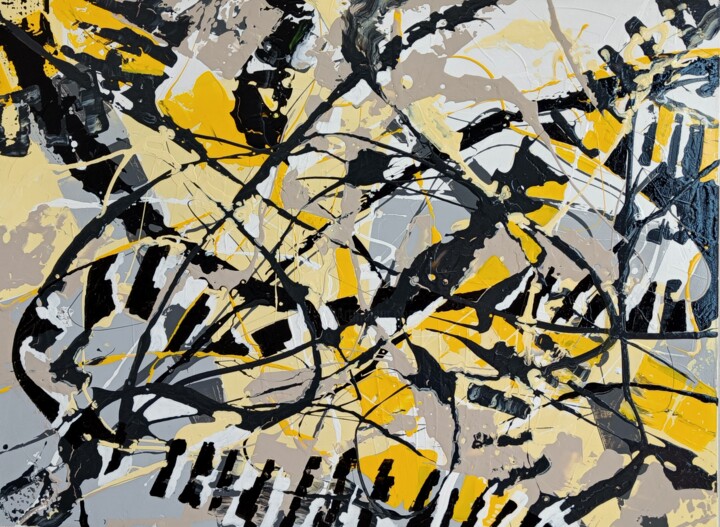 Painting titled "Parz n°132" by Renato Parzianello, Original Artwork, Enamel Mounted on Wood Stretcher frame