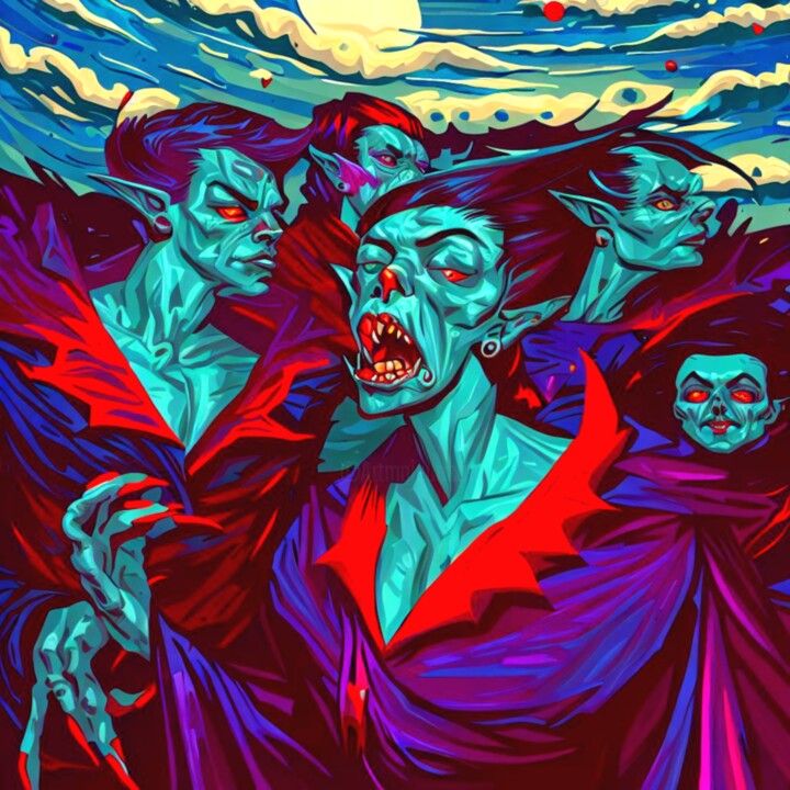 Digital Arts titled "VAMPYRES OF HALLOWE…" by Otis Porritt, Original Artwork, 2D Digital Work