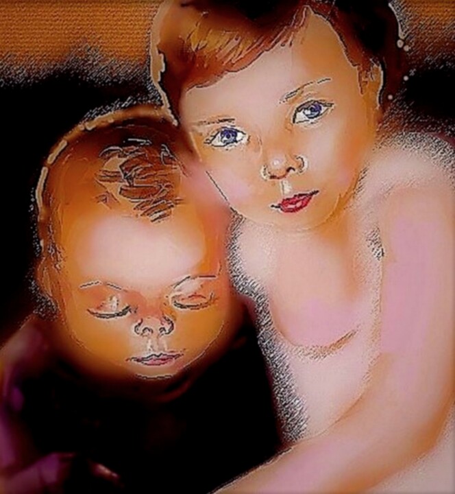 제목이 "Brother and sister"인 디지털 아트 Corinne Courlet로, 원작, 디지털 페인팅