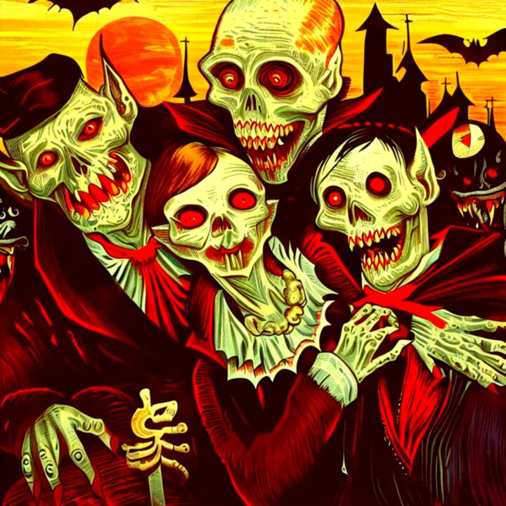 Digital Arts titled "VAMPYRES OF HALLOWE…" by Otis Porritt, Original Artwork, Digital Painting