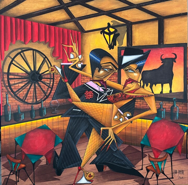 Bodega de musica Tango bar 绘画, 39.4x39.4 in