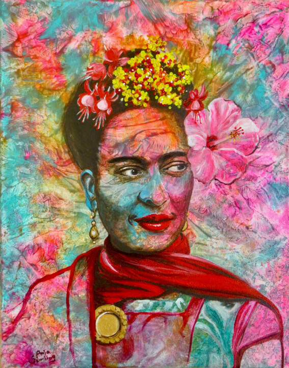 Flowerpower Frida 绘画, 19.7x15.8 in