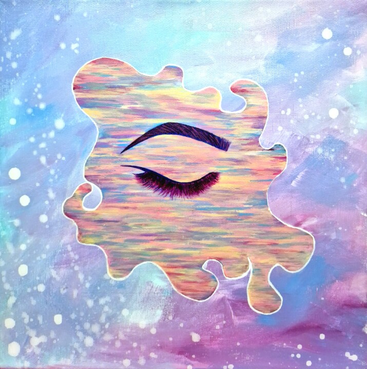 Dream. Colorful surreal eye painting 绘画, 11.8x11.8 in