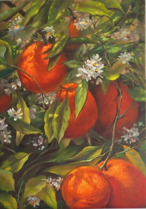 Painting titled "Oranges" by Elena Mardashova, Original Artwork, Oil