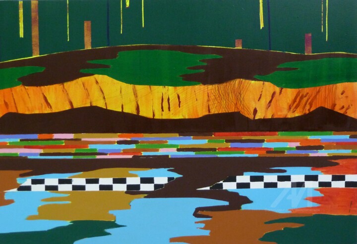 "Inside, Outside 3" başlıklı Tablo Remi Delaplace tarafından, Orijinal sanat, Akrilik Ahşap Sedye çerçevesi üzerine monte ed…