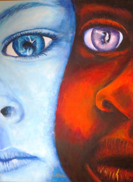 Peinture intitulée "CONTRASTE" par Chantal Martin (chm), Œuvre d'art originale, Acrylique Monté sur Châssis en bois