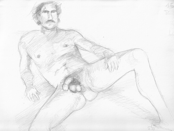 TC life drawing study V - reclining nude 图画, 9.5x13 in