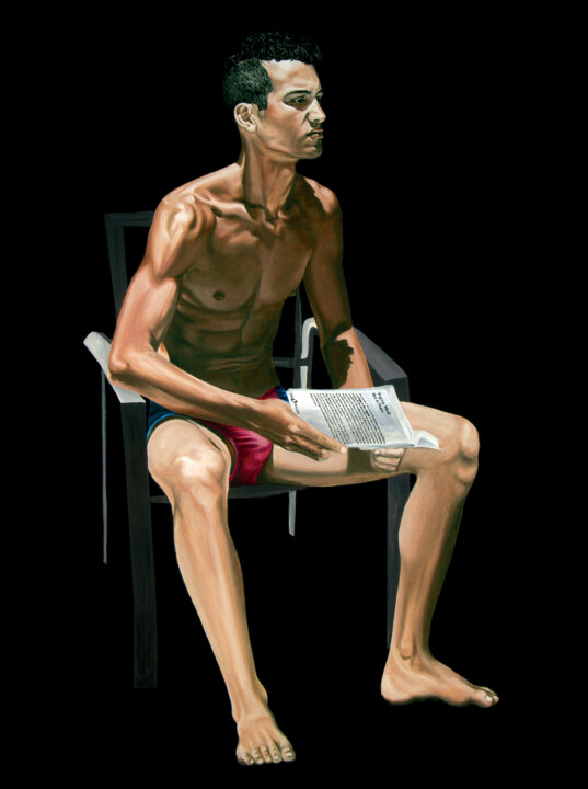 Jeune homme au livre 绘画, 51.2x38.2 in